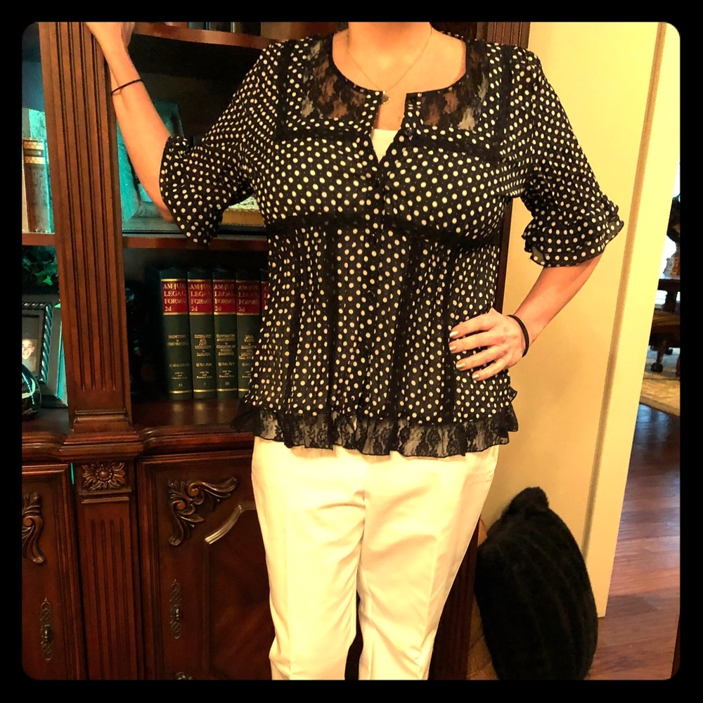Cute Spring Petite Polka Dot blouse